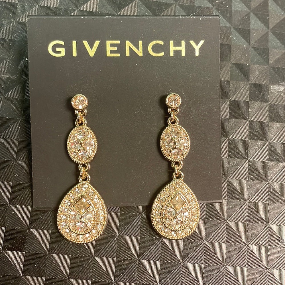 Gold Givenchy tear drop earrings